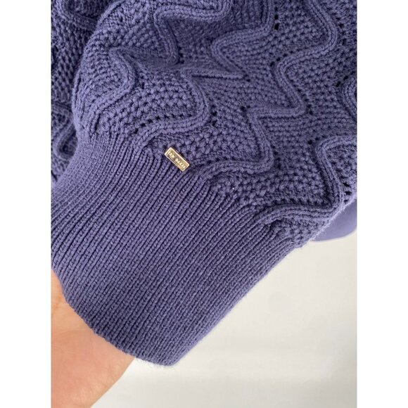 TED BAKER PUFF SLEEVE KNIT/CROCKET PULLOVER SWEATER COTTON SIZE 5 RIBBED CUFFED - Picture 3 of 6